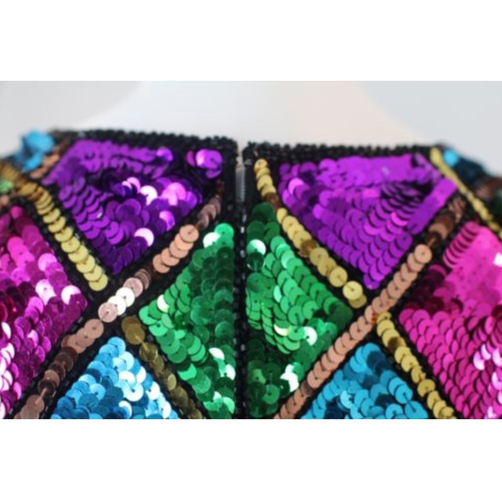 Vintage Sequin Dress Colorful Beaded 80s Prom M - Picture 6 of 6